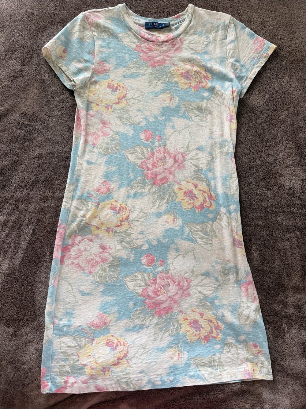 Ralph Lauren Pastel Blue Floral Short-Sleeve Dress